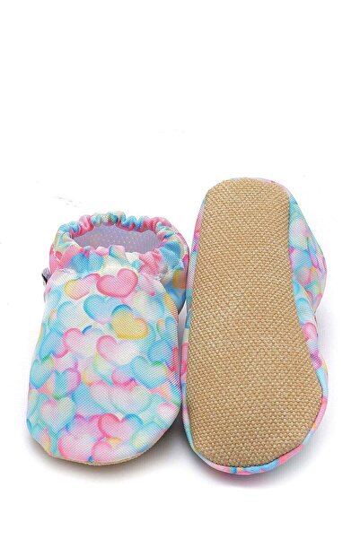 First Step Heart Kaydırmaz Taban Bebek Yazlık Patik Pembe , Ev Botu Terliği Kreş Ayakkabısı Panduf F-824