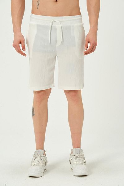 1434 Polo State Λευκό ανδρικό σορτς Crinkle Regular Fit