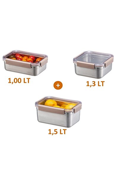 locknlock Stainless Steel Midi Storage Set - 3 Pieces