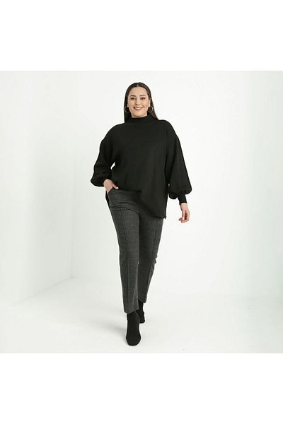 Gelince Jacquard Striped Plus Size Trousers 1037H