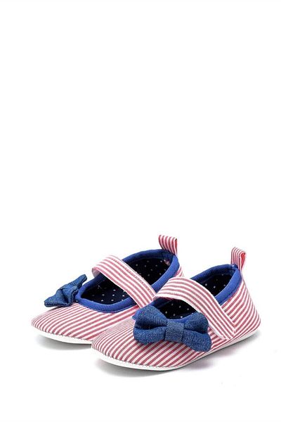 First Step Ribbon Striped Baby Booties-red-g-2293