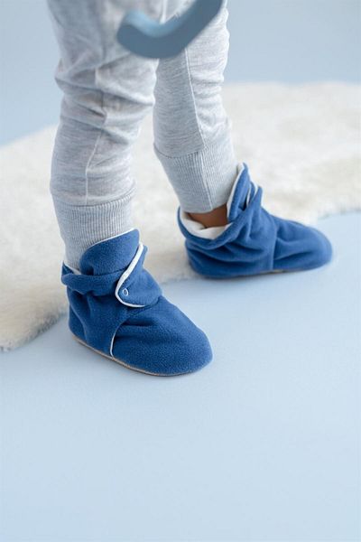 First Step Indigo Slippers with Non-Slip Base, Cotton Lining and Snap Fasteners