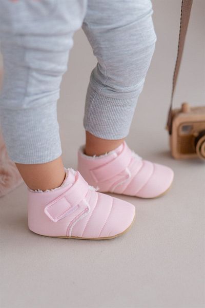 First Step Pelzige Mutterhausschuhe und Babyhausschuhe aus Fallschirmstoff (Hausschuhe und Hausschuhe sind separat erhältlich) – rosa/rosa-t