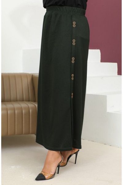 Gelince Large Size Button Detailed Elastic Skirt