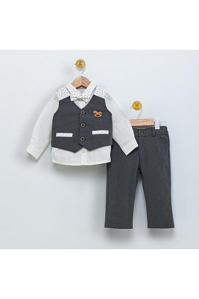 Babydola Παπιγιόν 1-5 ετών Γιλέκο Πουκάμισο Παντελόνι Eid Παιδικό Κοστούμι Σετ 4 15054