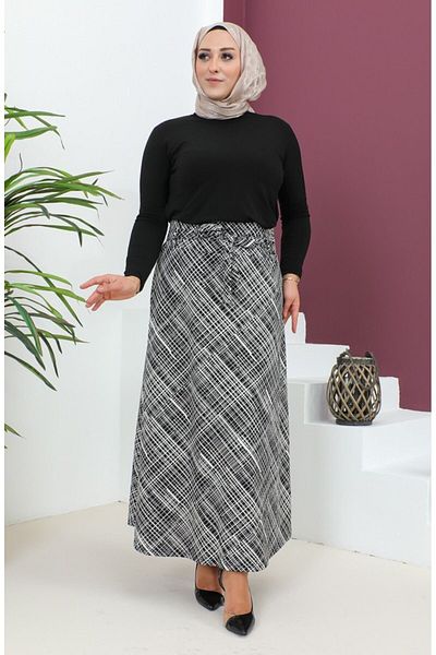 Gelince Fustă evazată cu curea cu model
