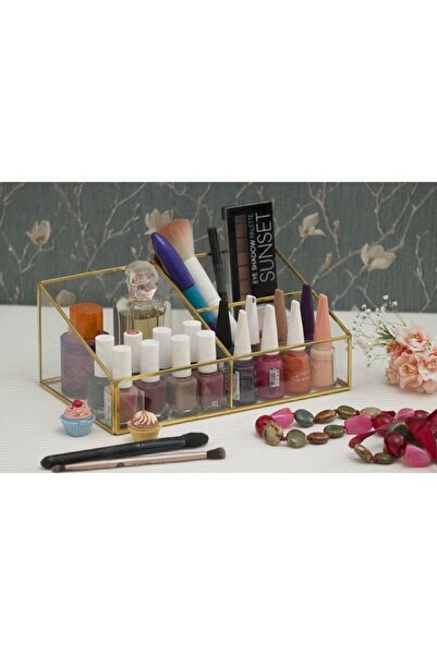 Ahşap Fikir صندوق زجاجي لمواد المكياج من Dream Gold Organizer