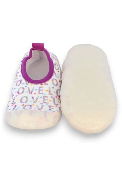 First Step Pantofi de mare cu talpă anti-alunecare pentru fete Love Written Purple-F-7007