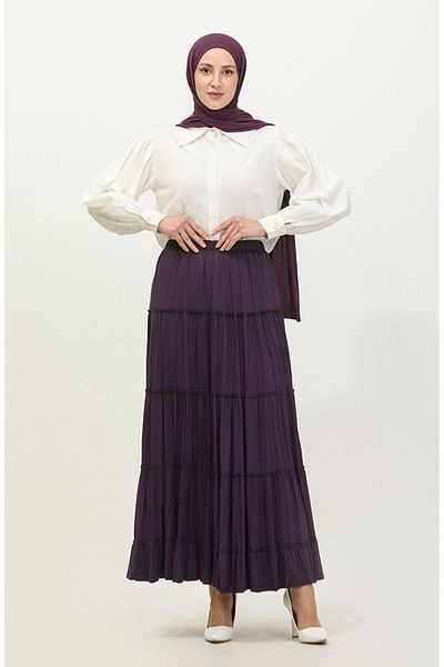 Gelince Afitap Large Size Viscose Skirt - Layer Long 3223