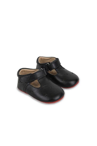 First Step Γνήσιο δέρμα με σχέδιο με αστέρι Velcro Μαύρα First Step Baby Shoes-d-468
