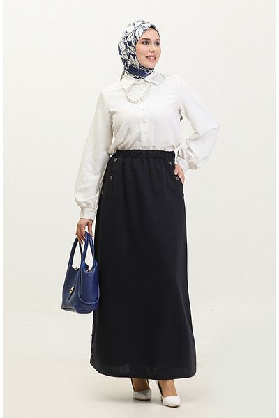 Gelince Plus Size Ahlem Skirt 4208 - Button Detailed
