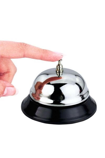 PERİBOİA Silver Colored Reception Bell - Desk Bell, Hotel Officer Calling Bell