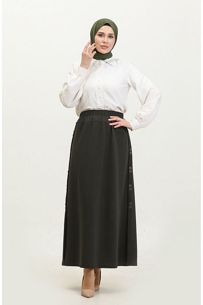 Gelince Large Size Ahenk Skirt - Button Detailed 4206