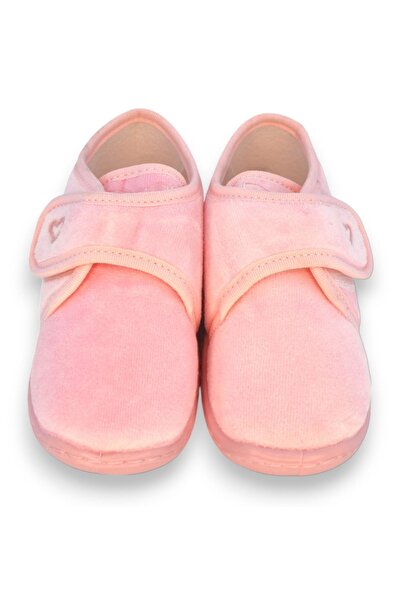 First Step Pembe Kalp Nakışlı Kız Çocuk Cırt Cırtlı Panduf-F-729