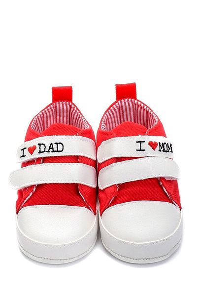 First Step I Love Mom And Dad Booties Red G-2287