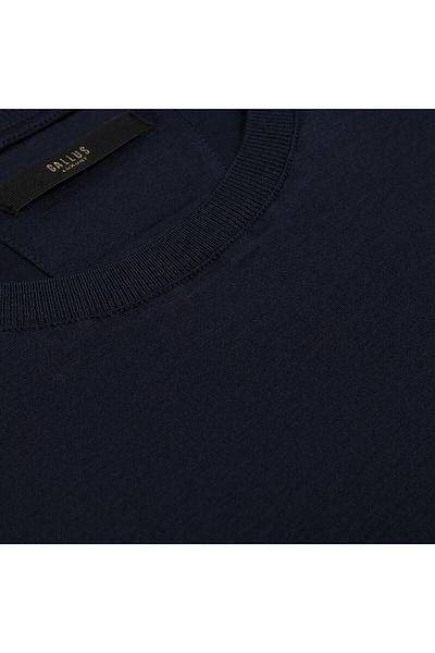 Gallus Navy Blue Knitted Crew Neck Mercerized Regular Fit T-Shirt