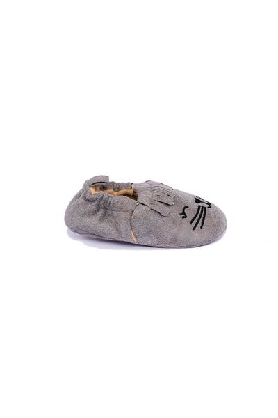 First Step Embroidered Booties Gray