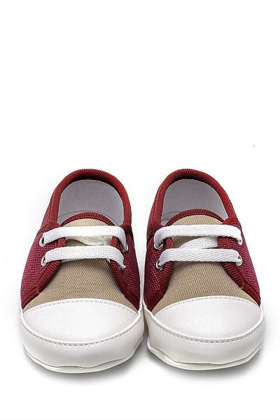 First Step Lace-up Booties Claret Red