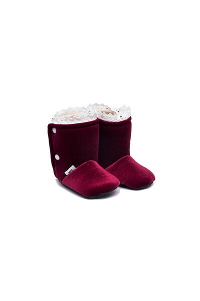 First Step Burgundy Velvet Home Boots