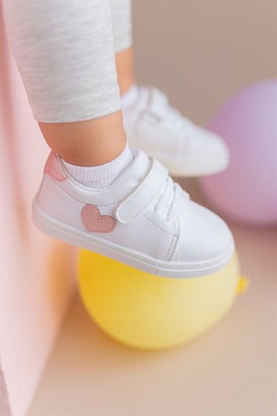 First Step Αθλητικά παπούτσια-s-1001 για κορίτσια Casual Sneakers Pink Heart Velcro