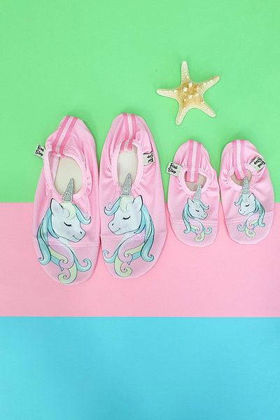 First Step Pantofi de biliard combinați pentru mama și fiica cu unicorn 3D roz (se vinde separat)-F-9012