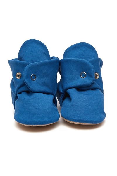 First Step Organic Cotton Indigo Slippers with Non-Slip Base Snaps
