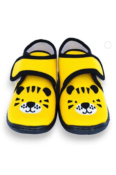 First Step Παντόφλες Velcro για αγόρι με κεντημένο κίτρινο Tiger-F-736