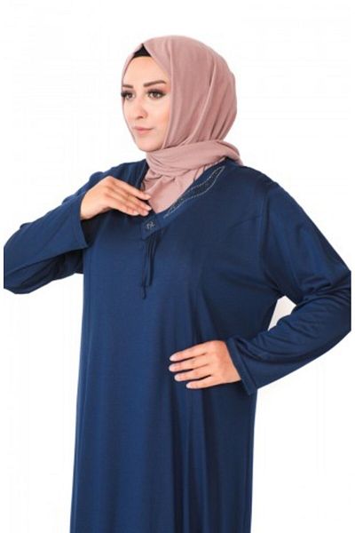 Gelince Plus Size Stone Printed Combed Cotton Dress