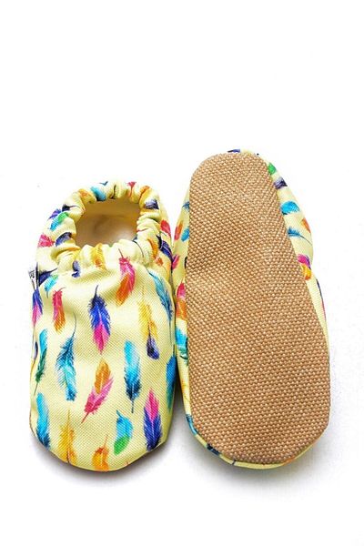 First Step Feathers Non-Slip Sole Booties Yellow F-823