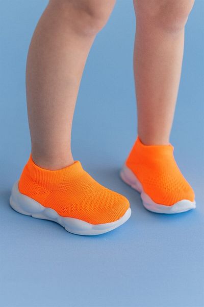 First Step Υπερελαφρύ πάτο με αφρό μνήμης Παιδικά πλεκτά αθλητικά παπούτσια Neon Orange-m-1002