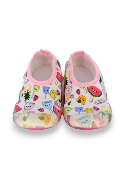 First Step Pantofi de mare pentru fete cu talpă anti-alunecare cu model ursuleț de pluș-F-7000