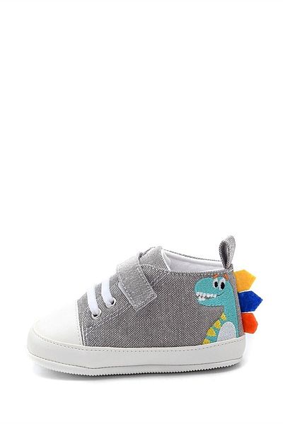 First Step Dinosaur Embroidered Baby Booties First Step Shoes-grey-g-2319