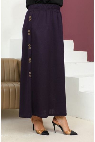 Gelince Large Size Button Detailed Elastic Skirt