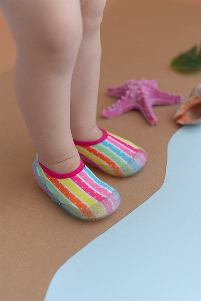 First Step Silvery Polka Dot Girls' Non-Slip Sole Sea Shoes