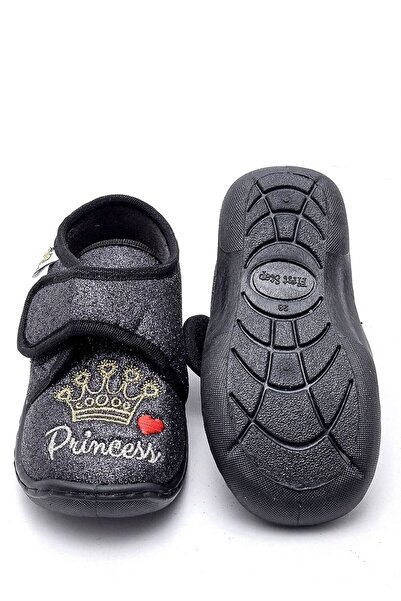 First Step Siyah Prenses Nakışlı Çocuk Panduf
