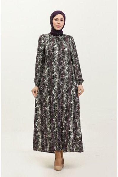 Gelince Azalea Plus Size Patterned Viscose Dress 44851F
