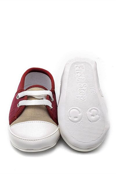 First Step Lace-up Booties Claret Red
