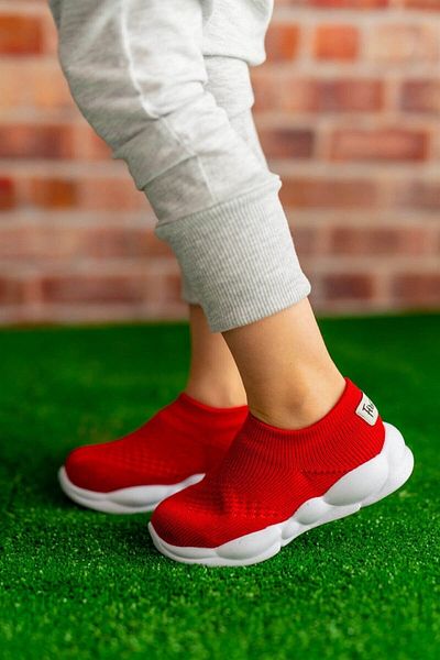 First Step Ultra Light Memory Foam Insole Children's Knitwear Sports Shoes Red-m-1002