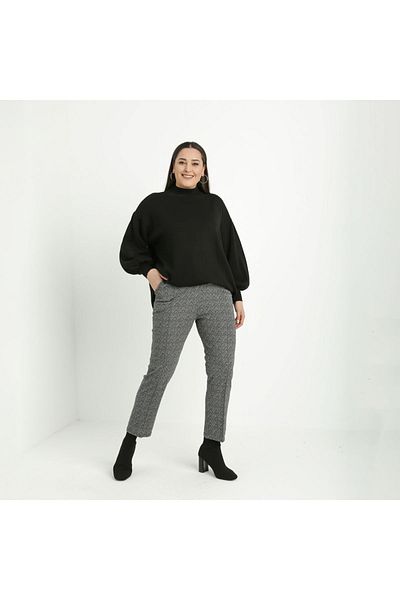 Gelince Jacquard Striped Plus Size Trousers 1037E
