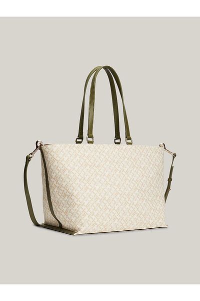 Tommy Hilfiger Green Women's Shoulder Bag - Logo Detail, Zipper and Multi-Pocket AW0AW16706-0H7