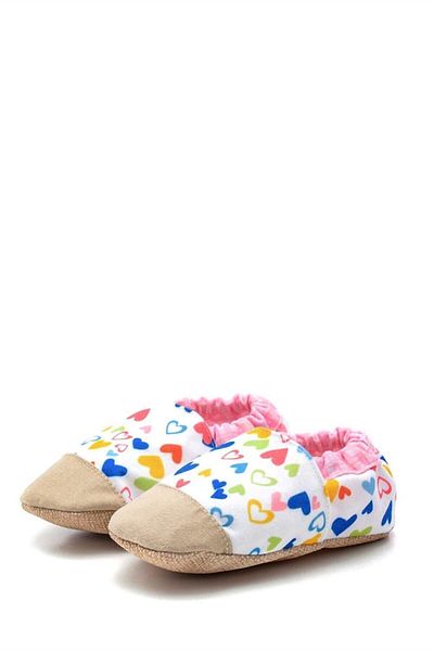 First Step Cotton Lined Non-Slip Sole Booties-heart-f-834