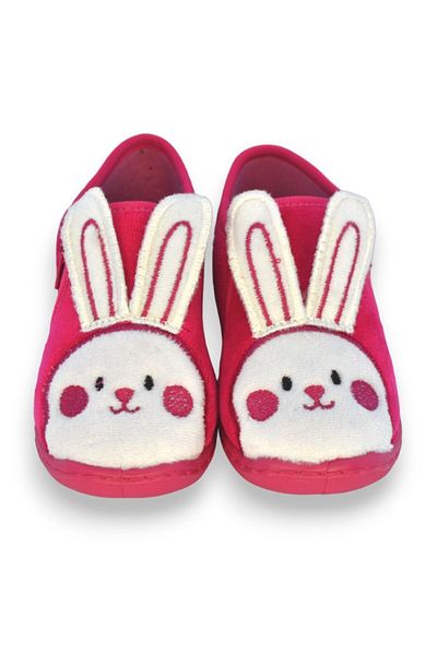 First Step Rabbit Embroidered Fuchsia Girl's Zippered Panduf-F-742