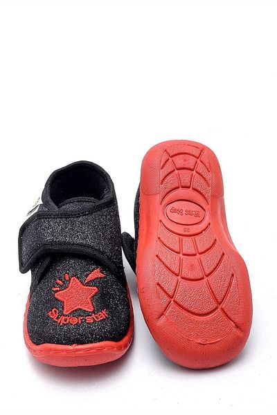 First Step Black Super Star Embroidered Children's Panduf