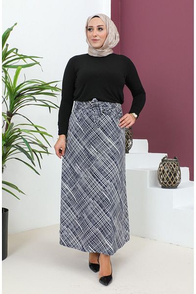 Gelince Patterned Belted Flared Skirt