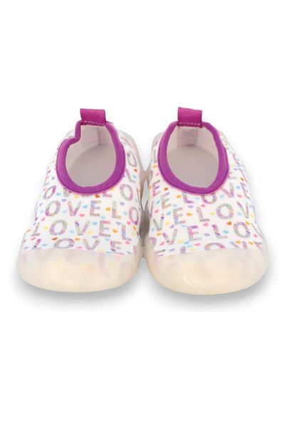 First Step Pantofi de mare cu talpă anti-alunecare pentru fete Love Written Purple-F-7007