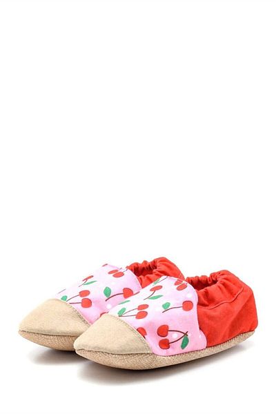 First Step Cotton Lined Non-Slip Sole Booties-cherry-f-830