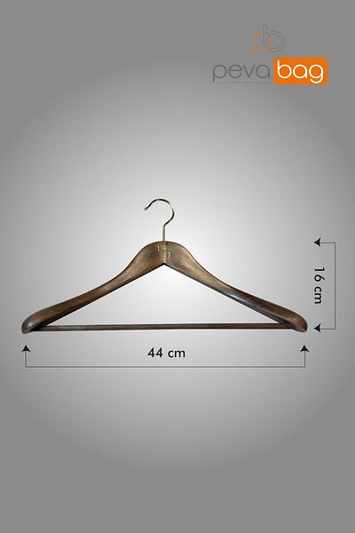 Pevabag Suit Jacket Hanger with Wooden Bar Walnut Color (1 PC)