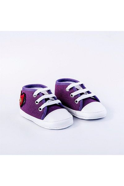 First Step Baby Booties Heart Purple