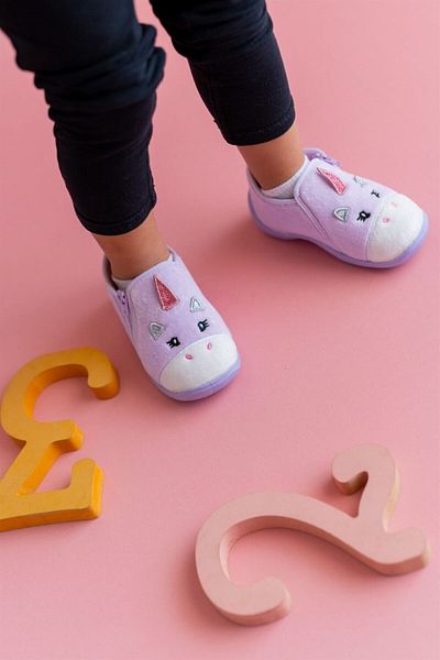 First Step Unicorn Zippered Velvet Slippers