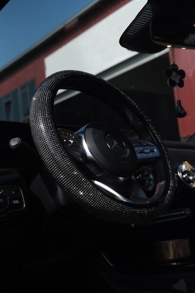 sıcak köşe Siyah Full Taşlı Direksiyon Kılıfı Taşlı Direksiyon Kılıfı Geçmeli